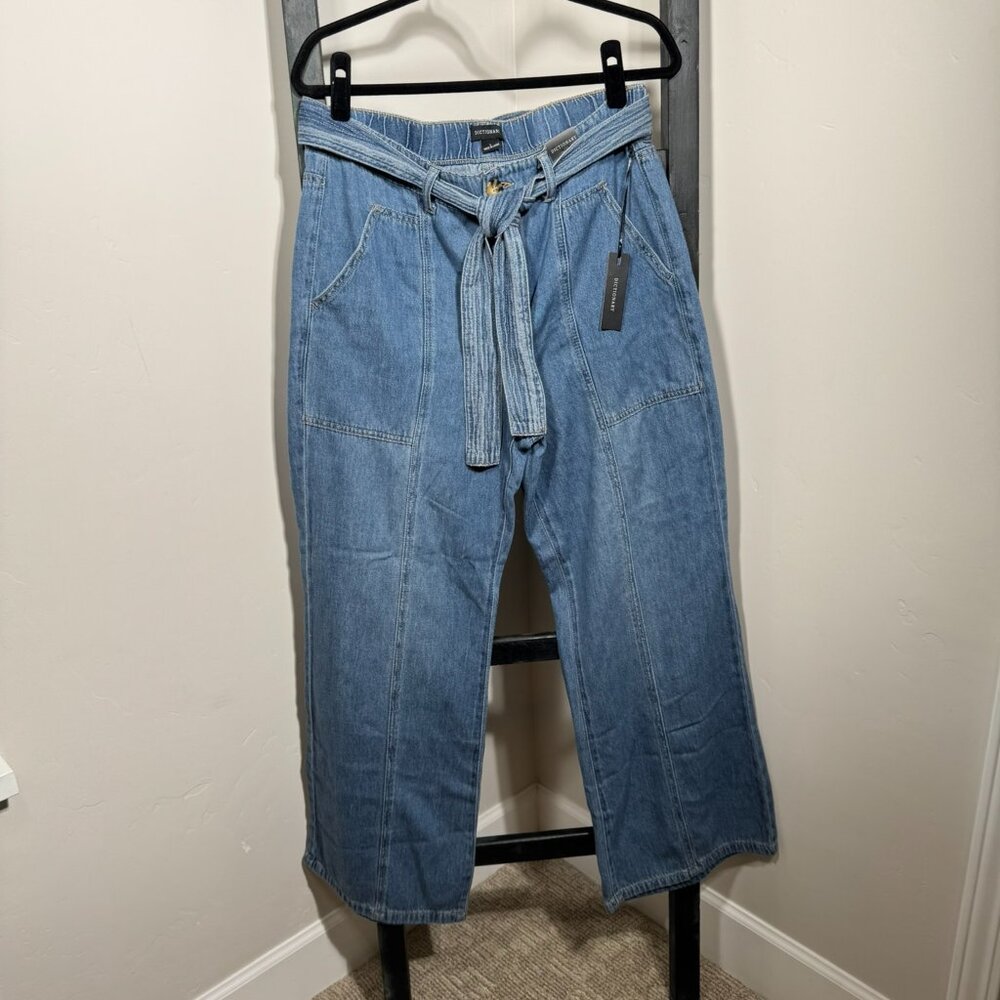 Dictionary High-Rise Wide-Leg Jeans with Tie Belt – Light Wash Denim NWT